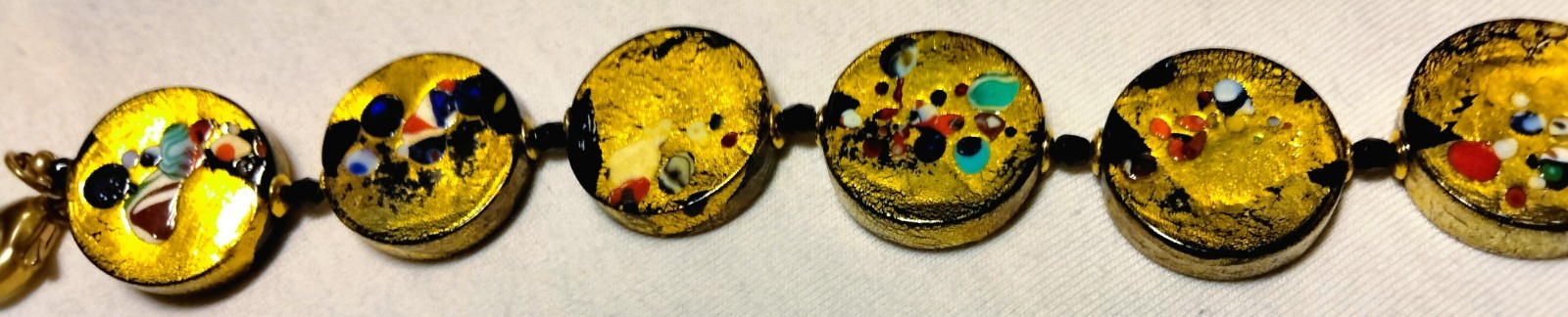Vintage Venetian Fancy Glass Beads ala Gustav Klimt Beaded Necklace Demi Parure