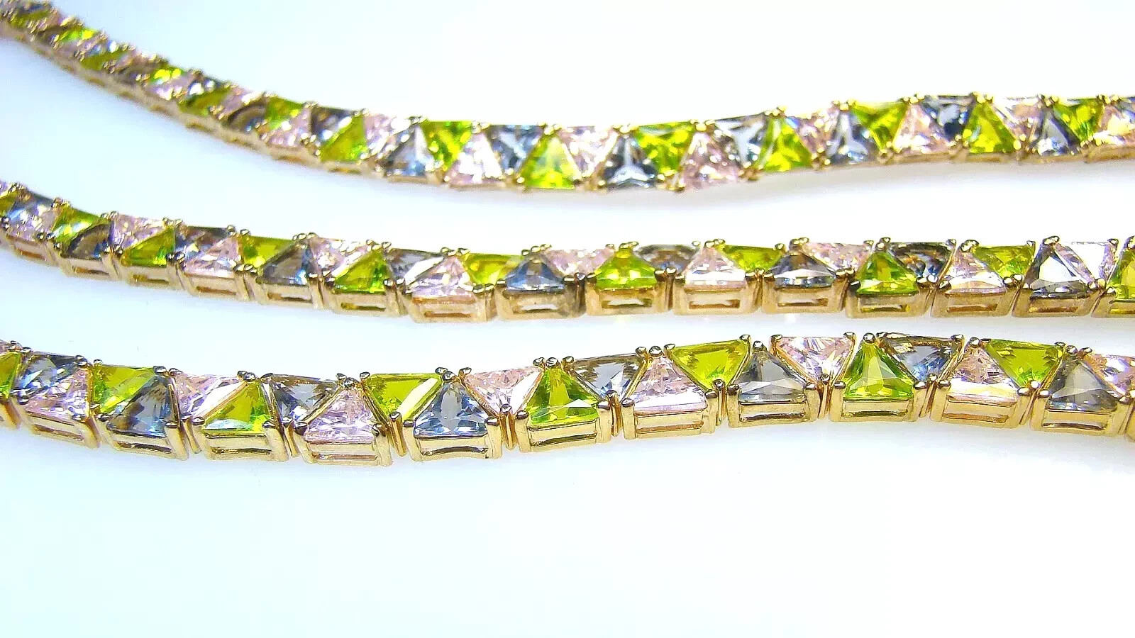 Nice Ross Simons Sterling w Gold Overlay Pastel Jeweled Necklace & Bracelet Set