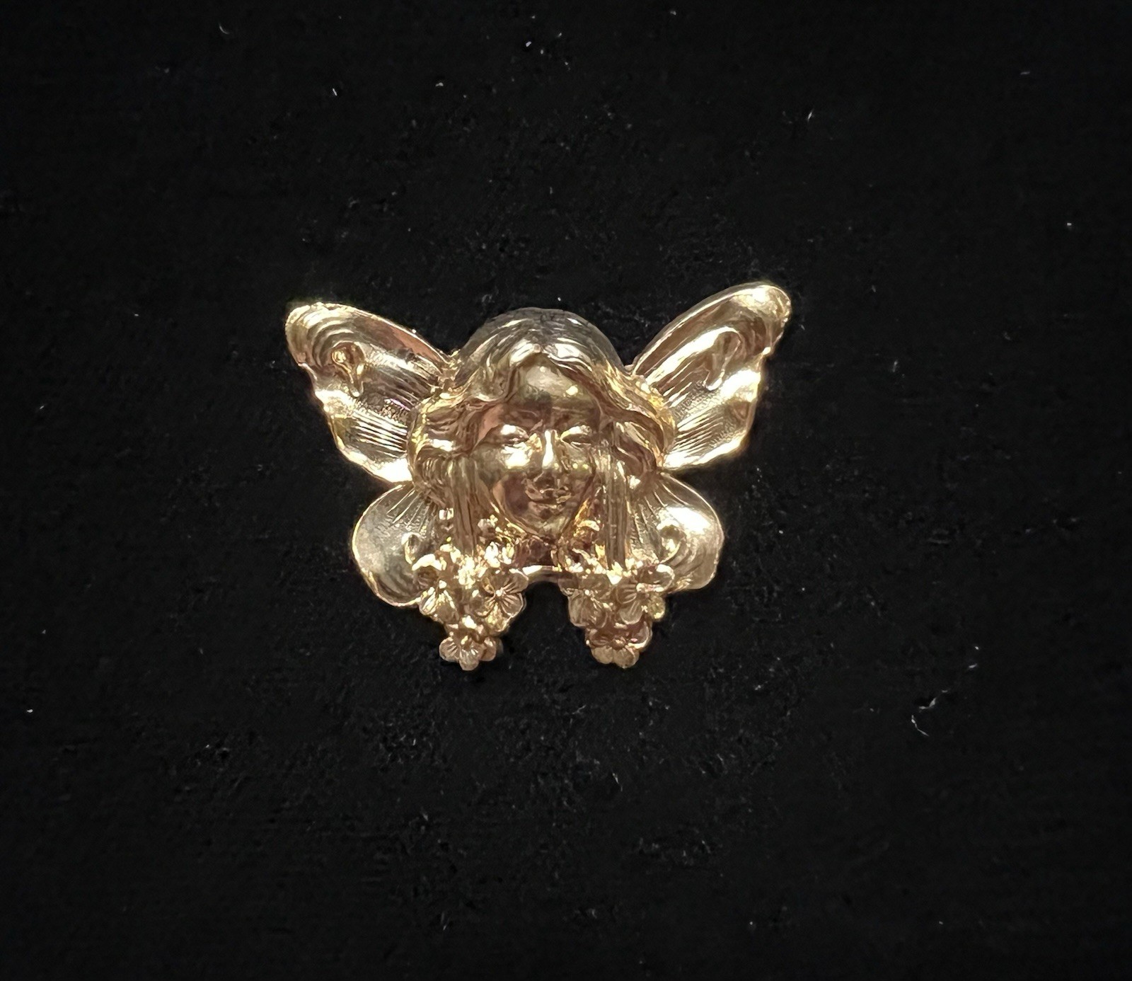Vintage Brass Stamping Art Nouveau Design 22K Gold Plated for Jewelry/Crafting