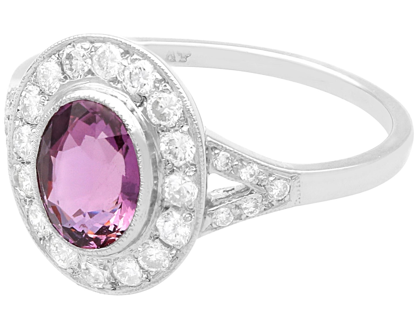Vintage 1.88Ct Pink Sapphire Diamond and Platinum Dress Ring