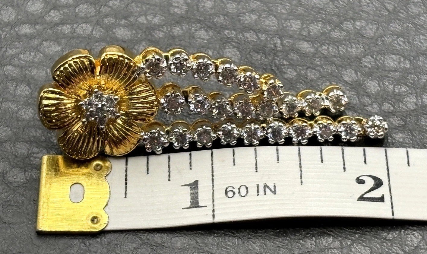 Gorgeous Cubic Zirconia Flower Gold Plated Chandelier Drop Pierced Earrings