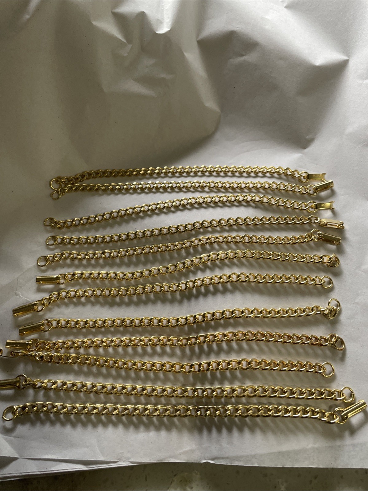 12 Vintage Gold Plated 7” 5 Mm Link Bracelets