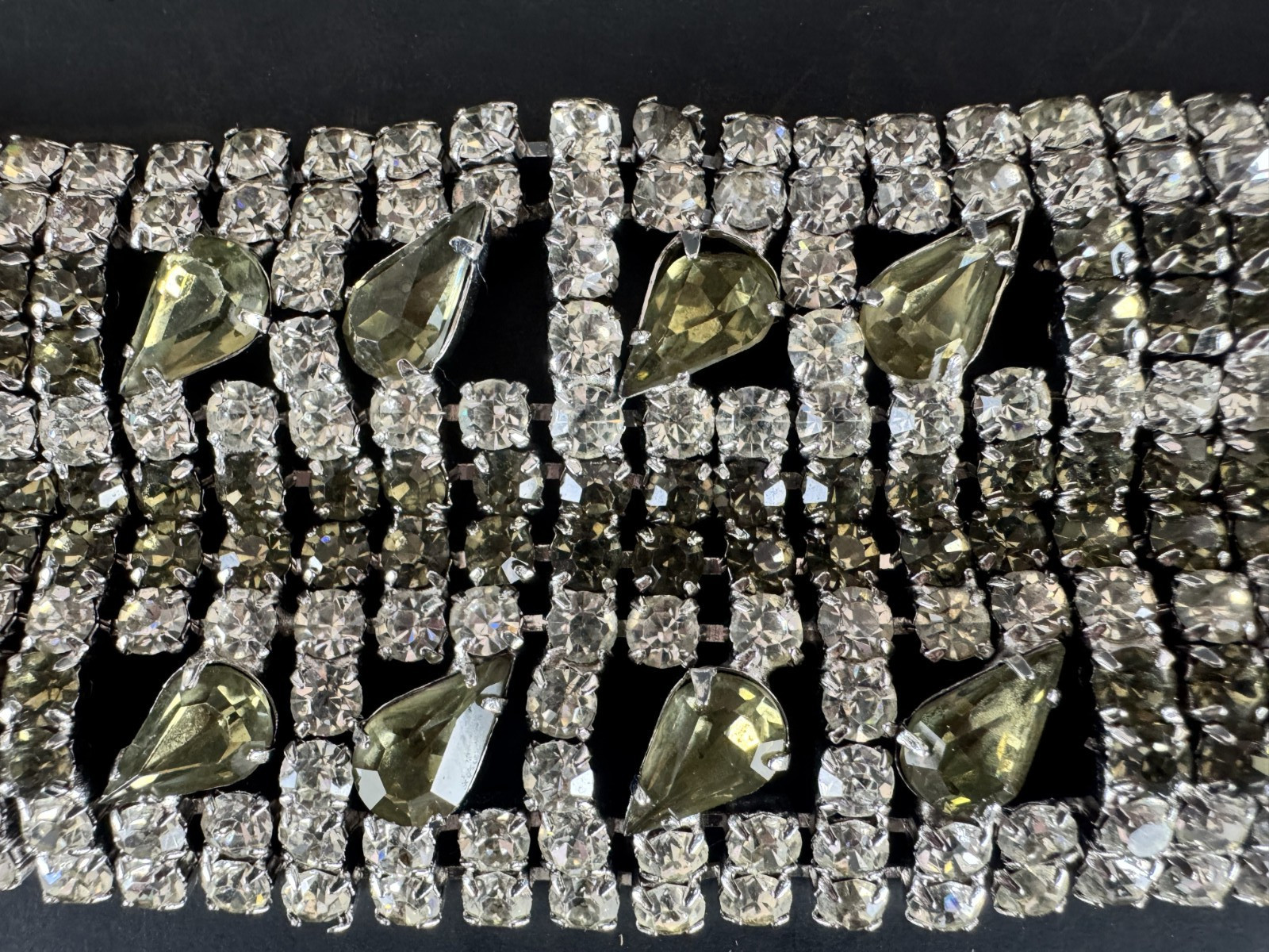 3 Piece VTG Clear White Rhinestone Wedding Necklace Bracelet Pin Costume Jewelry