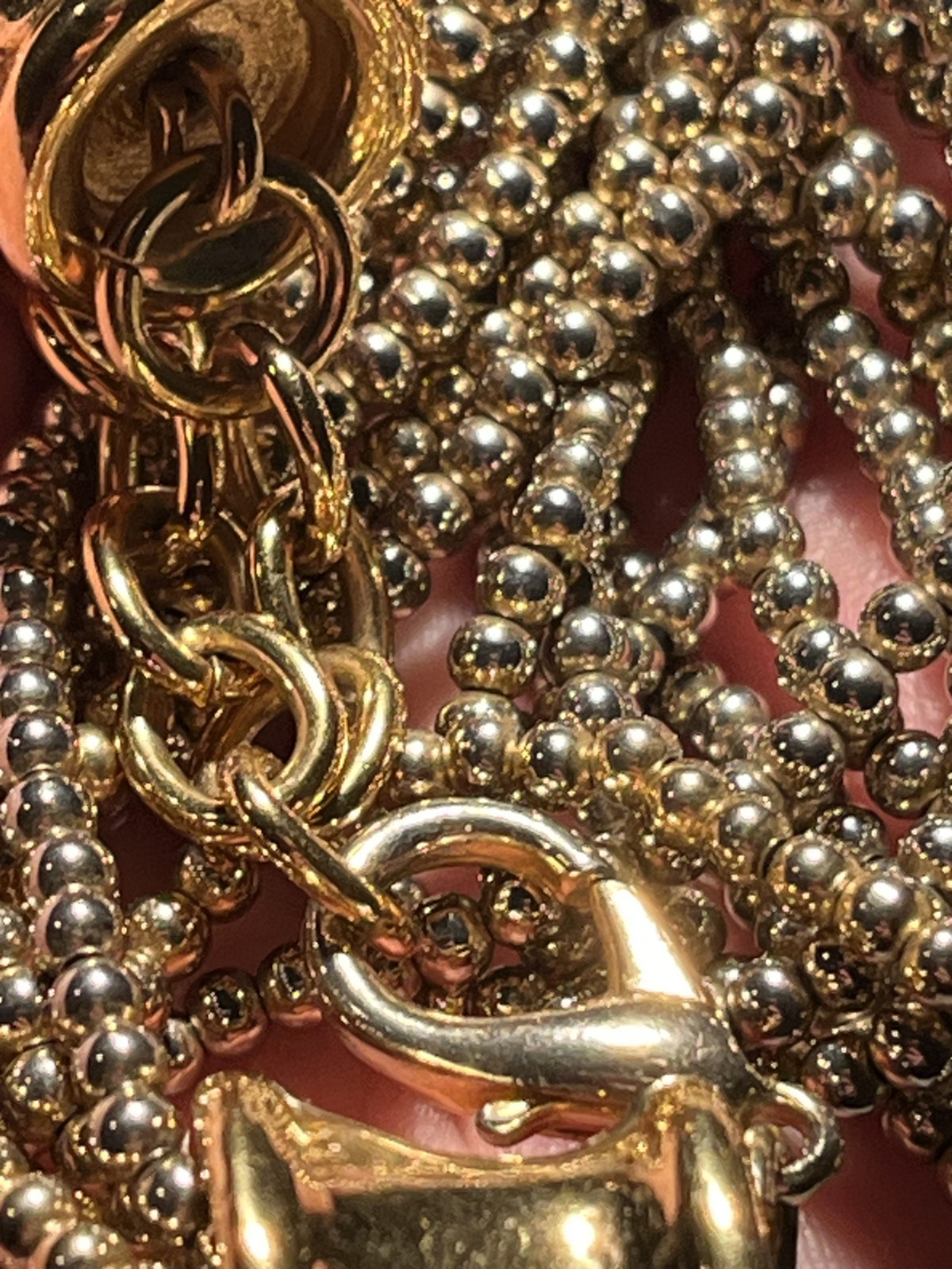 Vintage GIVENCHY signed 7-Strand Gold Tone Beaded 19″ Choker Necklace!