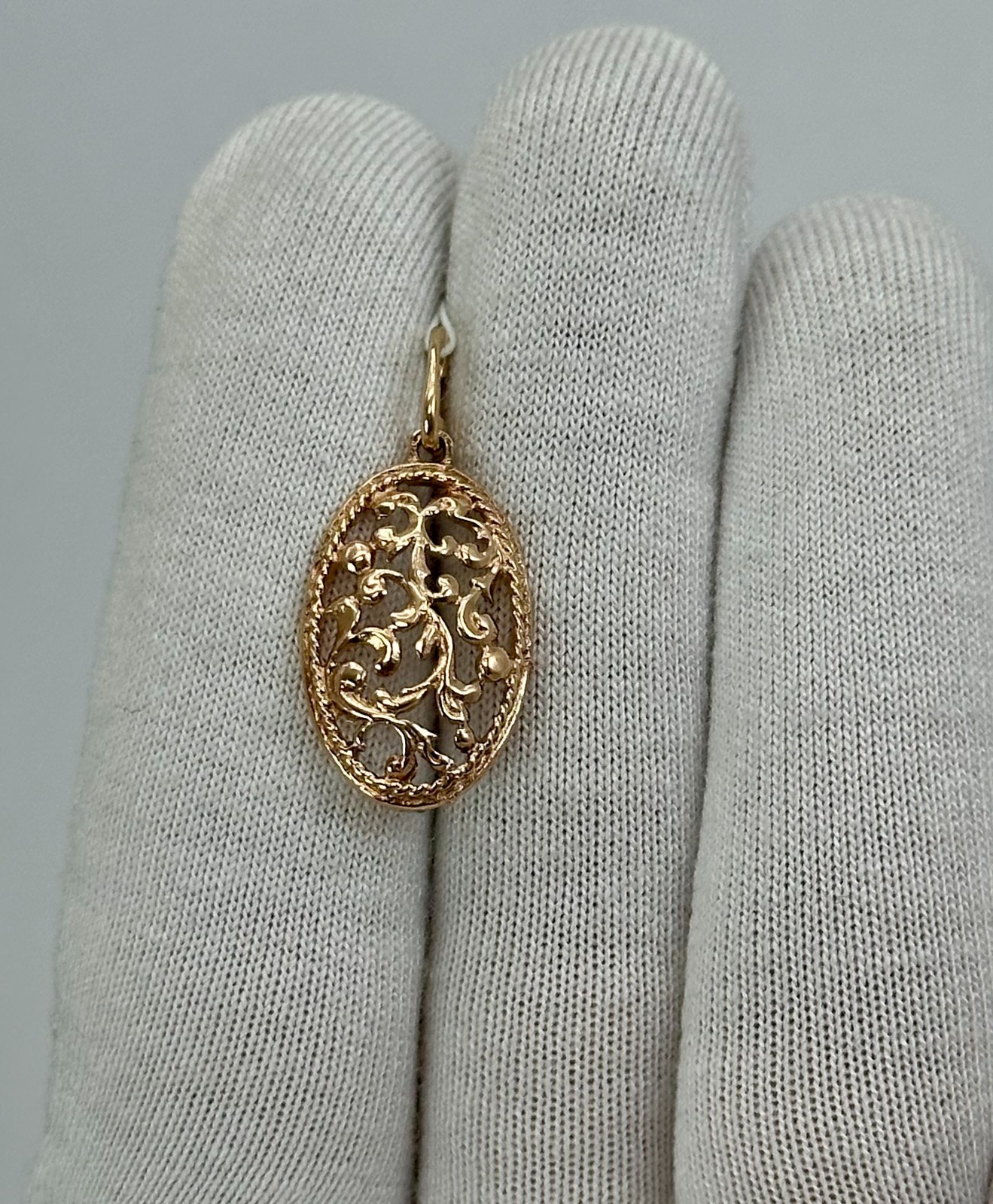 USSR Vintage Original Solid Rose Gold Pendant 583 14K Kyiv Ukraine 1980 1,72 g.