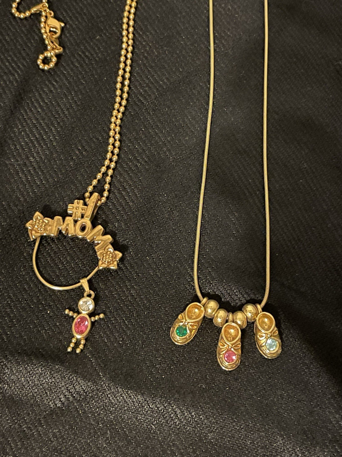 Lot Of 2 Gold Tone Necklaces With Charms See Pictures Details/Wear