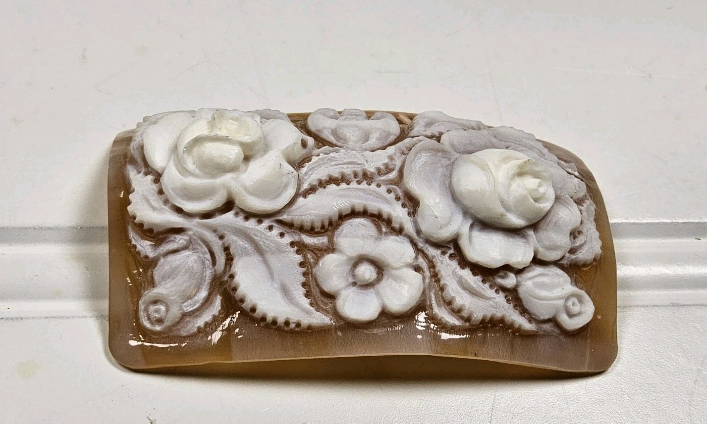 Vintage Carved Shell Roses Cameo