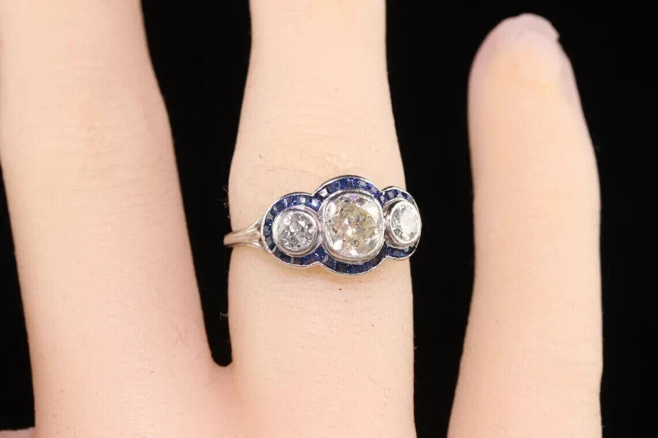 2.55Ct Art Deco Style Lab-Created Diamond Engagement 14k white Gold Finish Ring