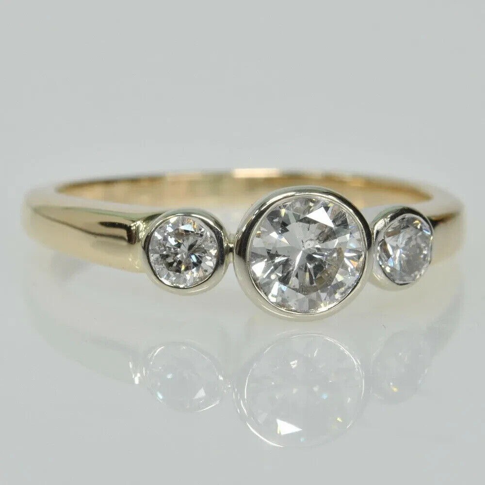 Art Deco Vintage 1.30 Ct White Diamond Engagement Ring 14K Yellow Gold Plated
