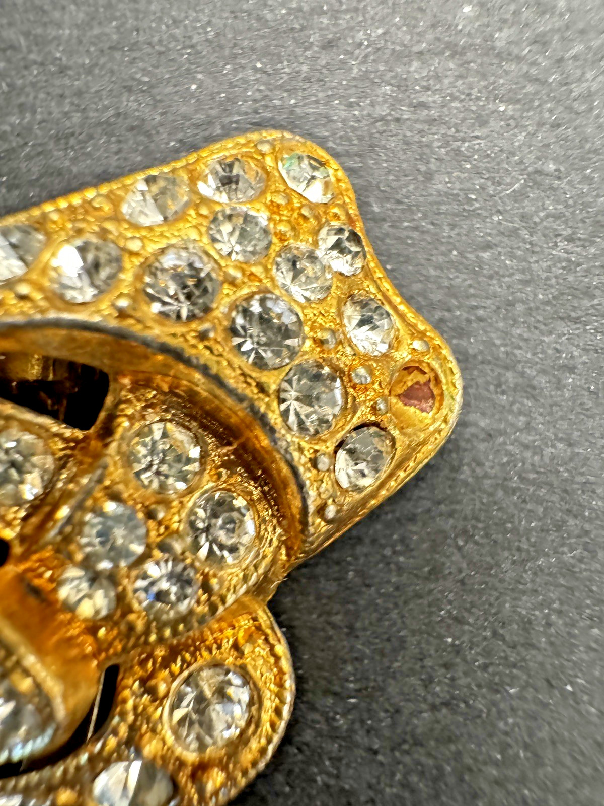 Vintage 1940s Unsigned Rhinestone Dress Clip, Art Deco Bow Fur Clip