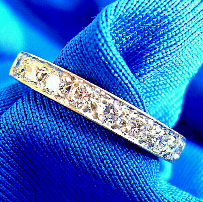 Original EARTH MINED DIAMOND Deco Wedding Band Vintage 14K GOLD Anniversary Ring