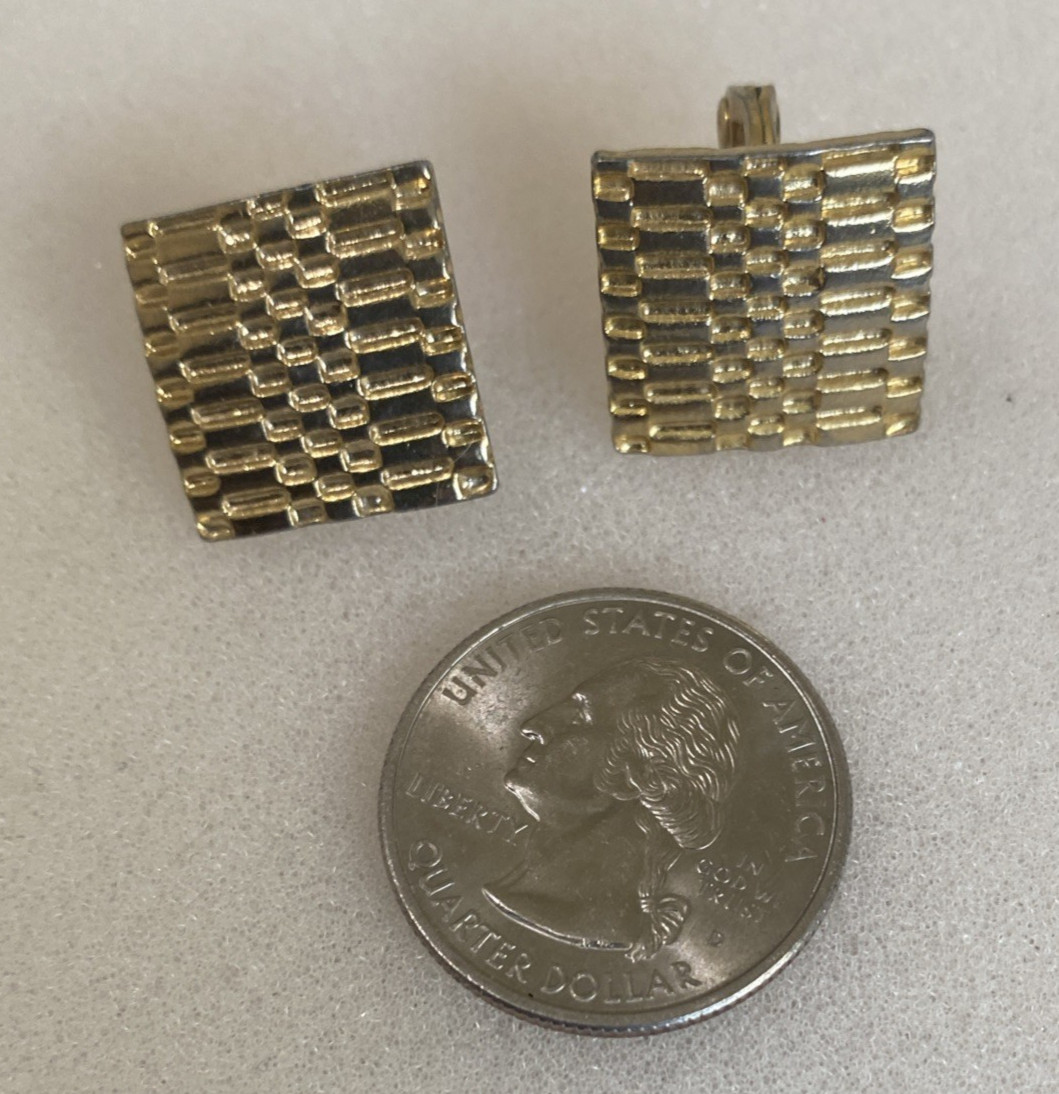 Monet Gold Tone Clip On Earrings Rectangle Vintage Costume Jewelry E17