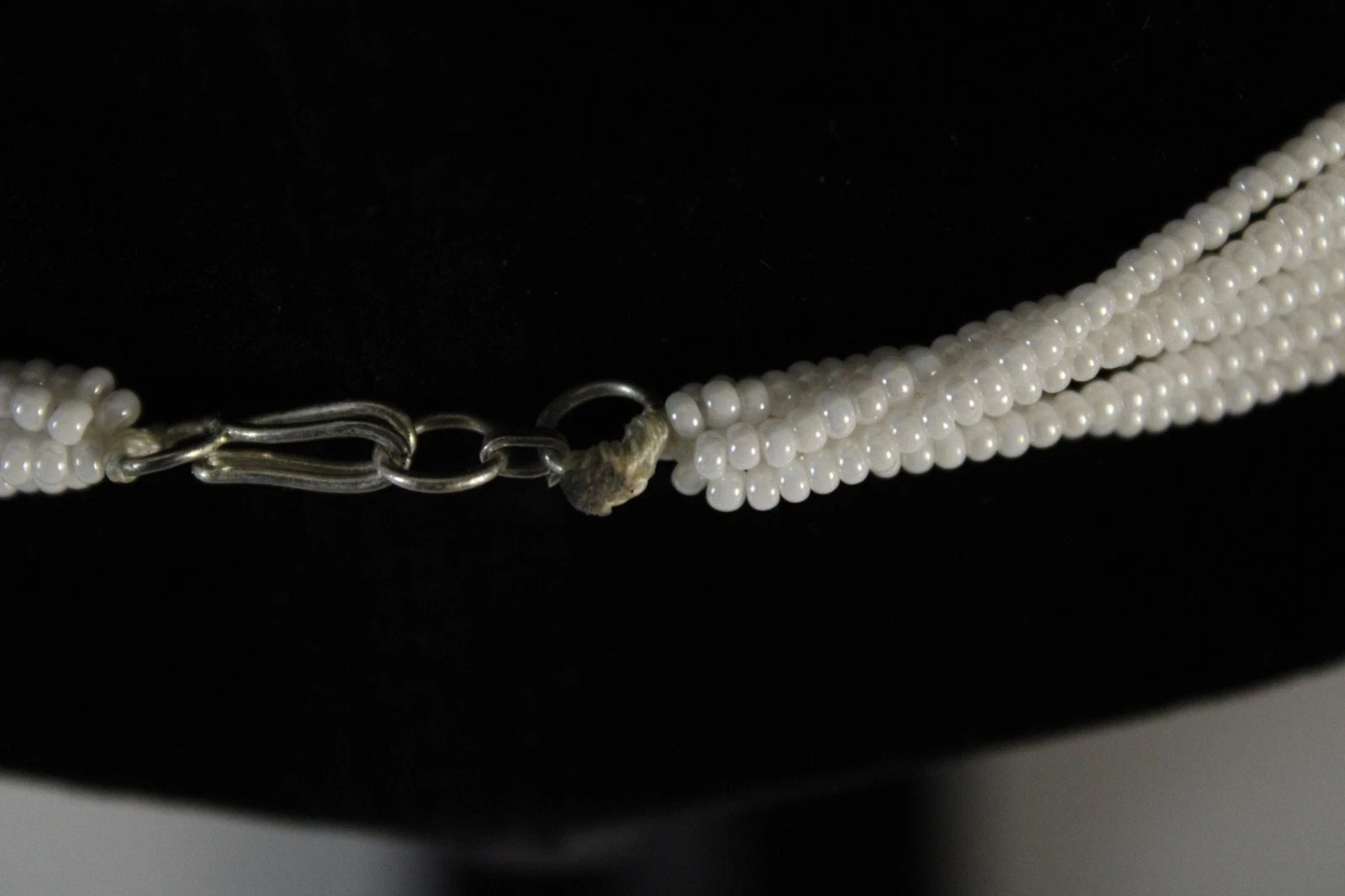 Green White 24″ 6 Strand Tiny Seed Bead Beaded Shimmering Necklace Handmade