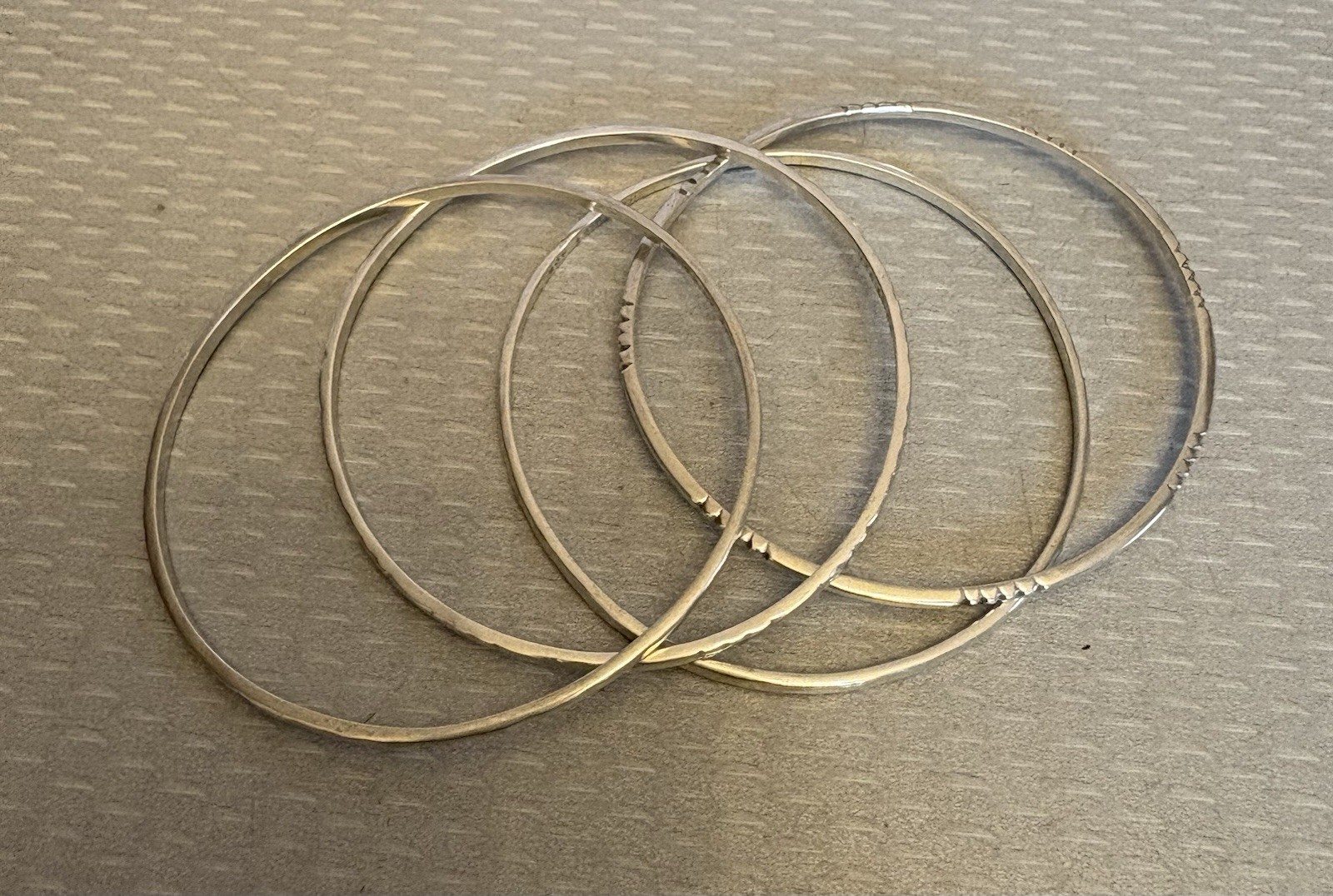 Vintage Taxco Sterling Silver Bangle Set 4 Handmade 925 Mexico Stackable