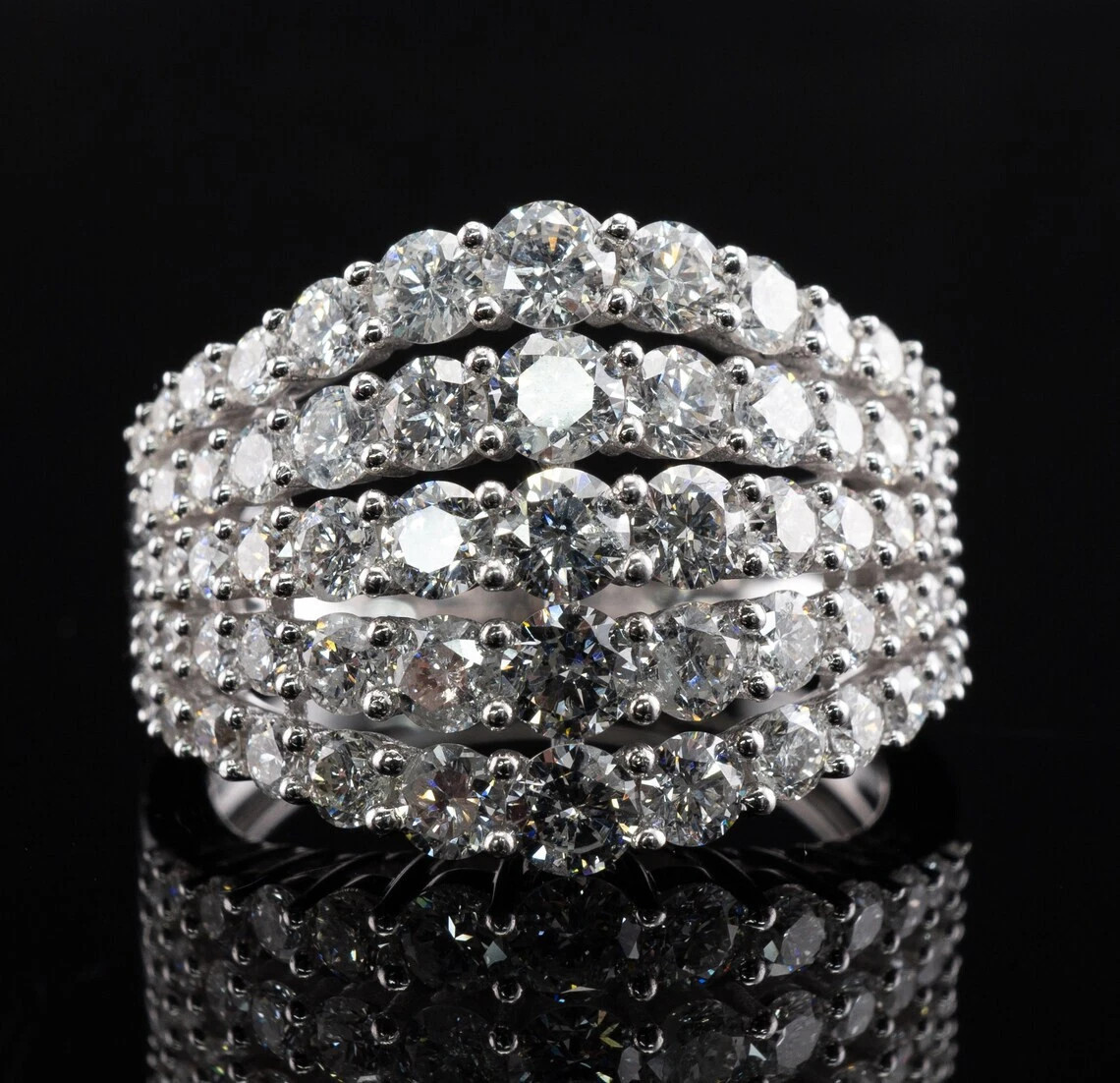Mid-Century Genuine French Cut 3.03CT Diamonds 925 Silver Cluster Classic Ring