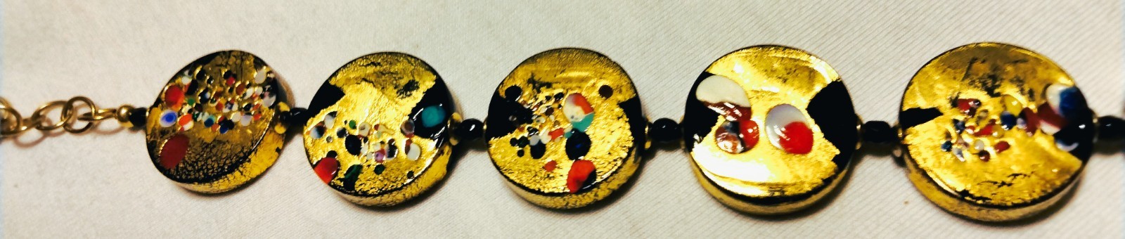Vintage Venetian Fancy Glass Beads ala Gustav Klimt Beaded Necklace Demi Parure