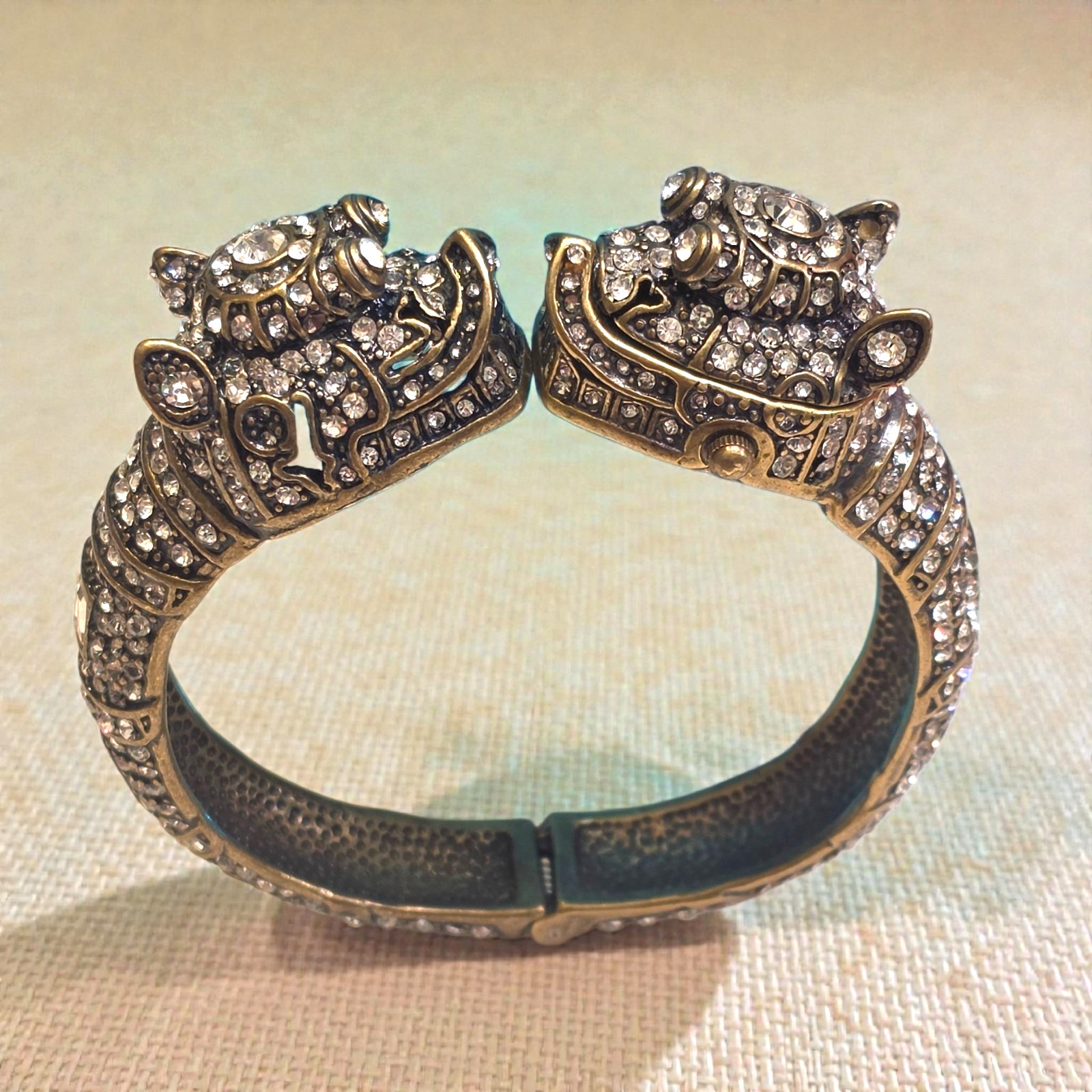 Rare Figural FOO DOG Head Jeweled Rhinestone Chico Watch Bracelet