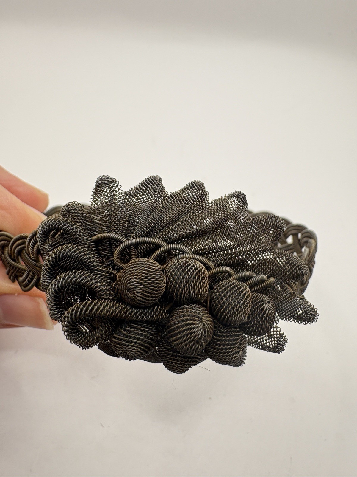 Antique German Silesian Iron Wire work Grape Cluster Bracelet