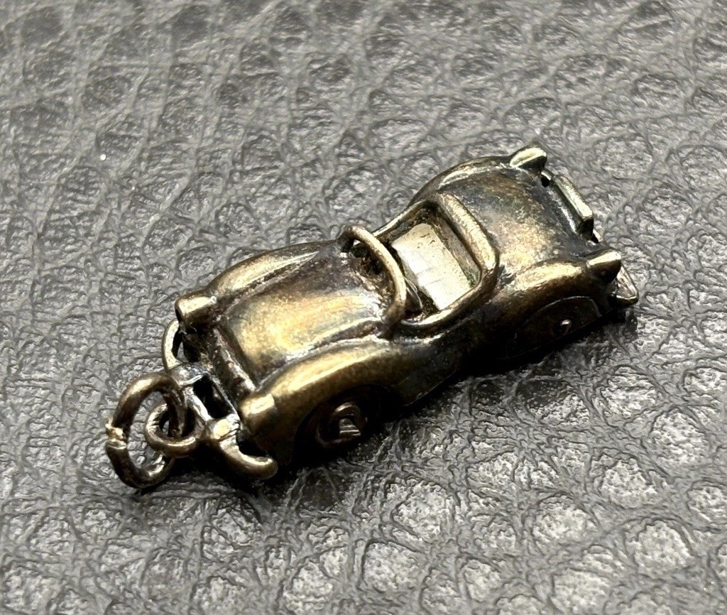 VTG Sterling Silver Convertible Sports Antique Car Movable Wheels Charm Pendant