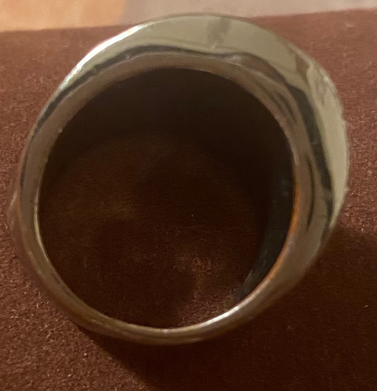 Vintage Silver Chunky Dome Ring Hammered Liquid Metal Futuristic Unisex Jewelry