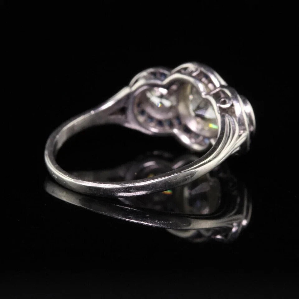 2.55Ct Art Deco Style Lab-Created Diamond Engagement 14k white Gold Finish Ring