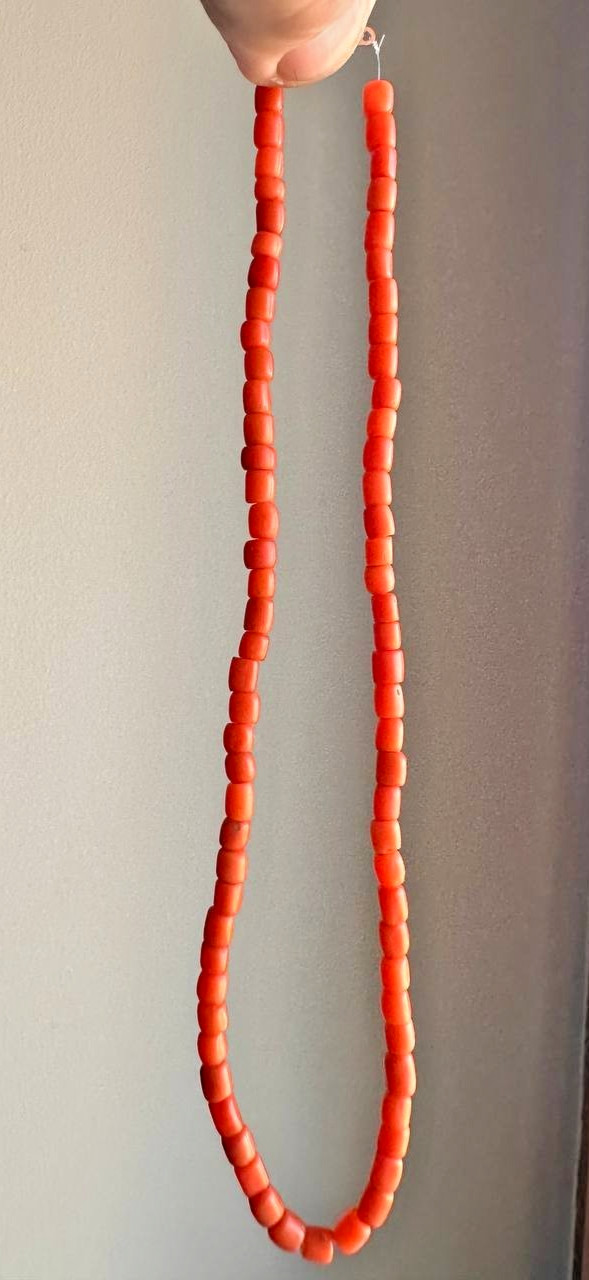 Vintage Natural Red Coral Beads – Triple Strand 11-12 g-188