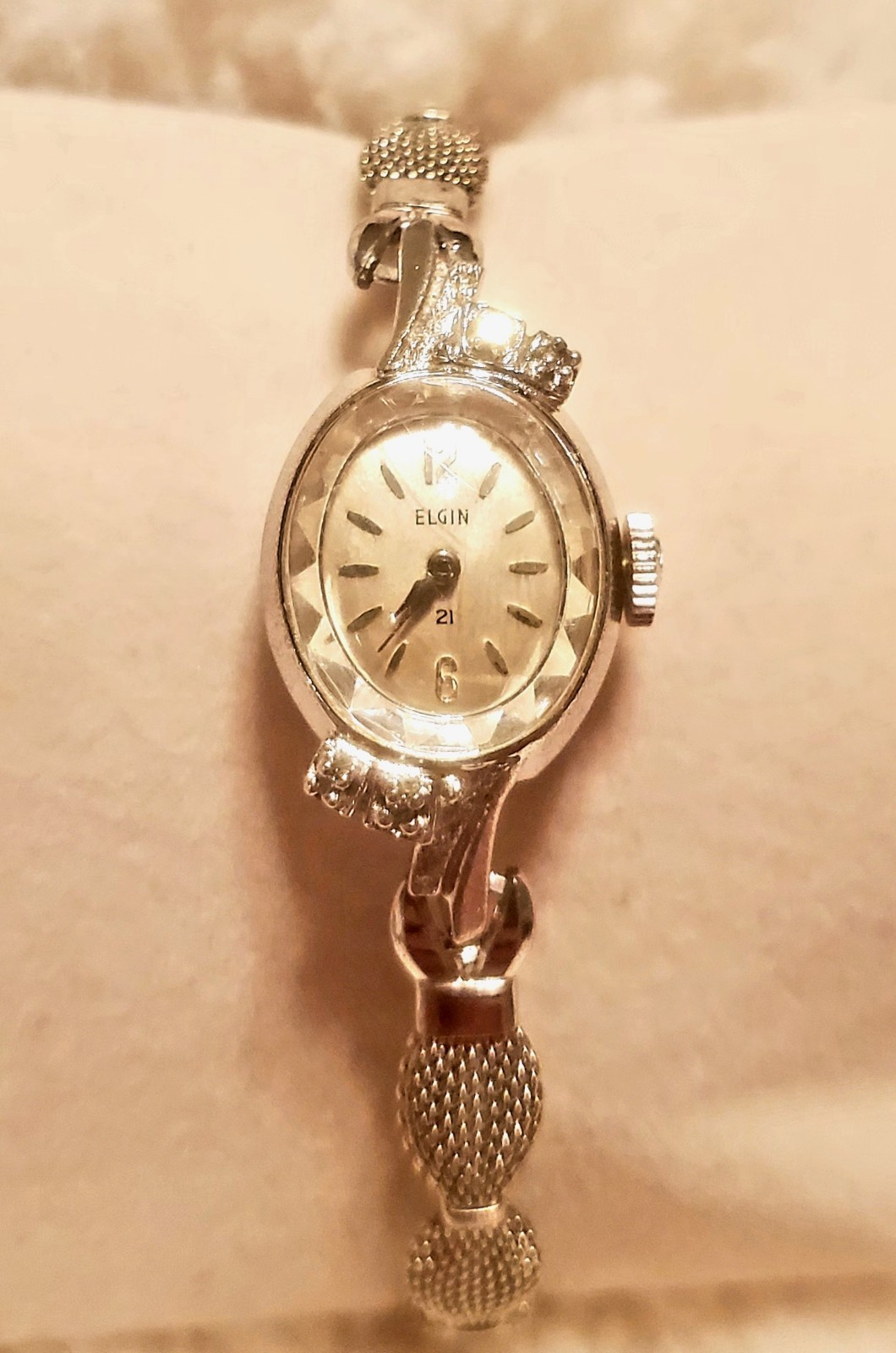Vintage Elgin 10k Bezel Diamonds Speidel 10k Band 21 Gem Working
