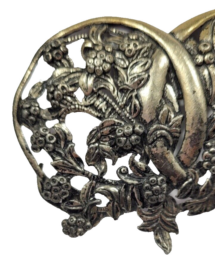 Brooch Silver plated Little Nemo Leaf Pin marked with LN/25 Antique Flower