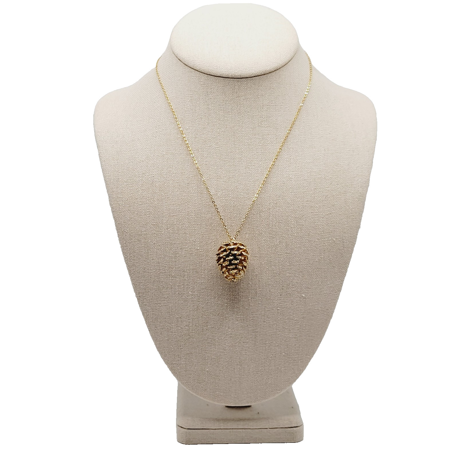 Pinecone Articulated Pendant w Chain Woodland Holiday Nature Gold Tone Necklace
