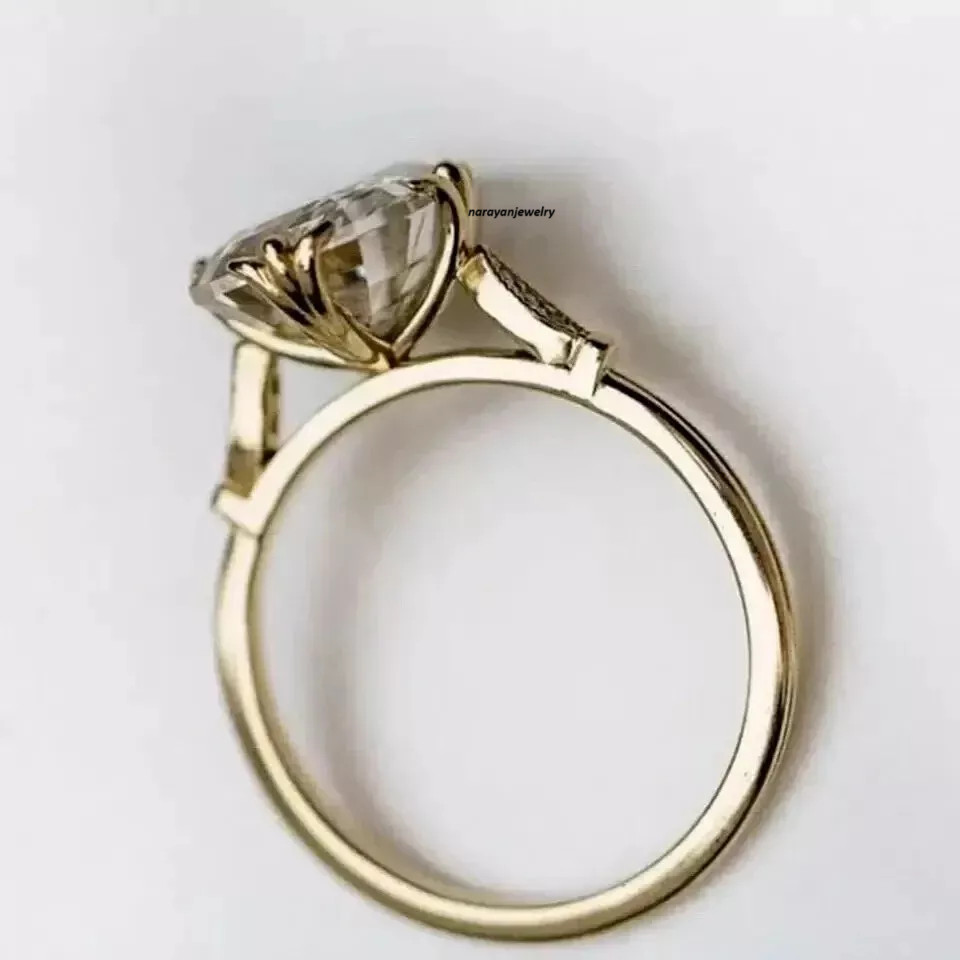 Art Deco Style 3Ct Asscher Cut Lab-Created Diamond Engagement Gold Filled Ring