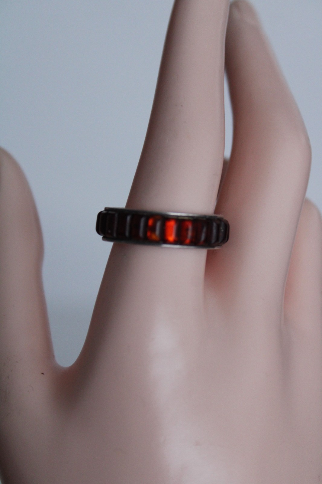 Vintage Sterling Silver Unisex Adult Garnet Ring, Signed: ST, S: 10.5