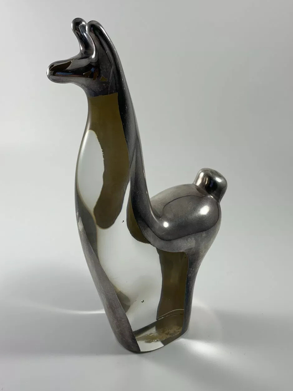 Glass Llama Figurine Sterling Inlay Animal Fine 925 Peru 6