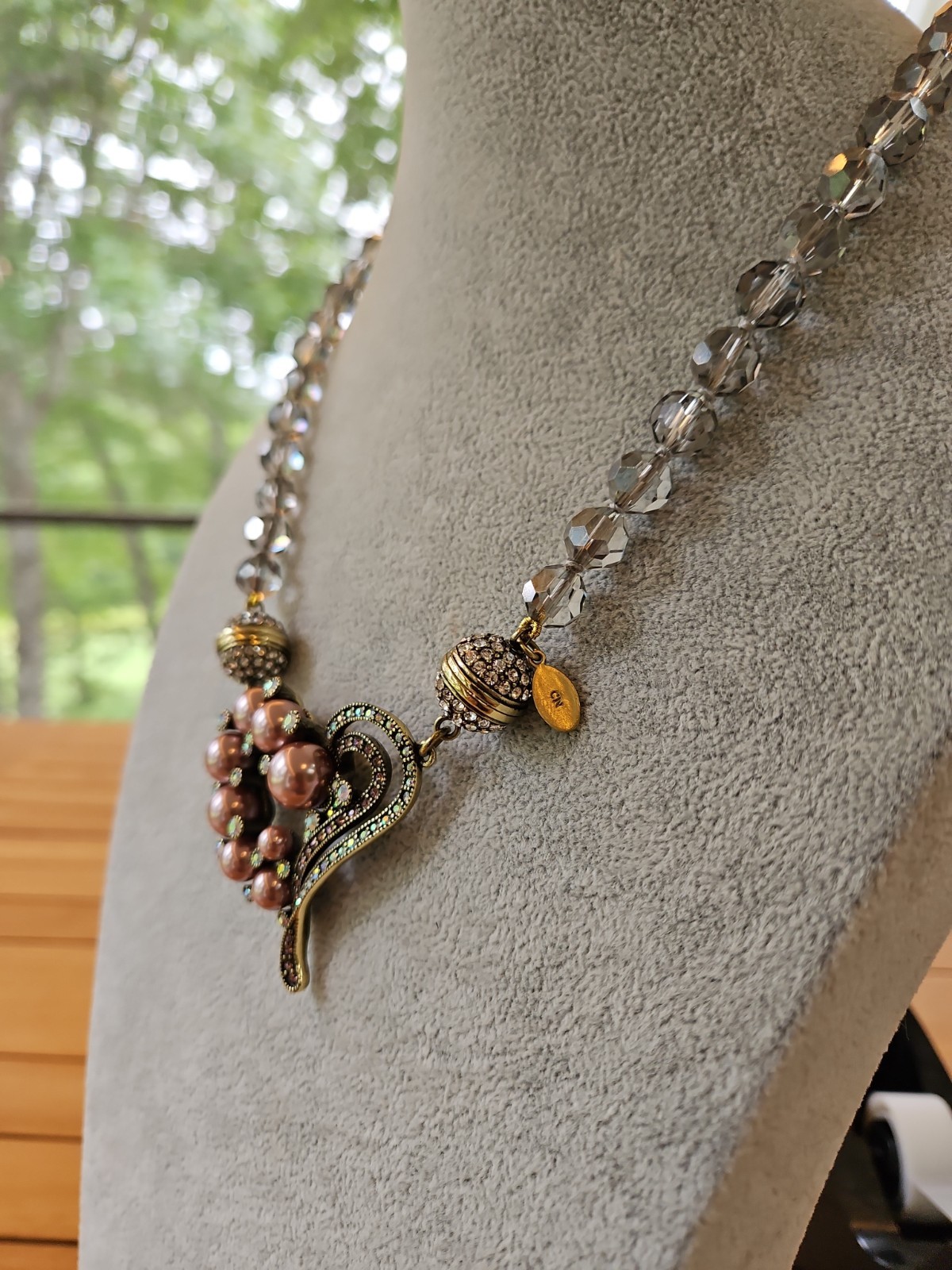 Heidi Daus Pink Pearl & Crystal MAGNETIC pendant From the Snap Apart Collection