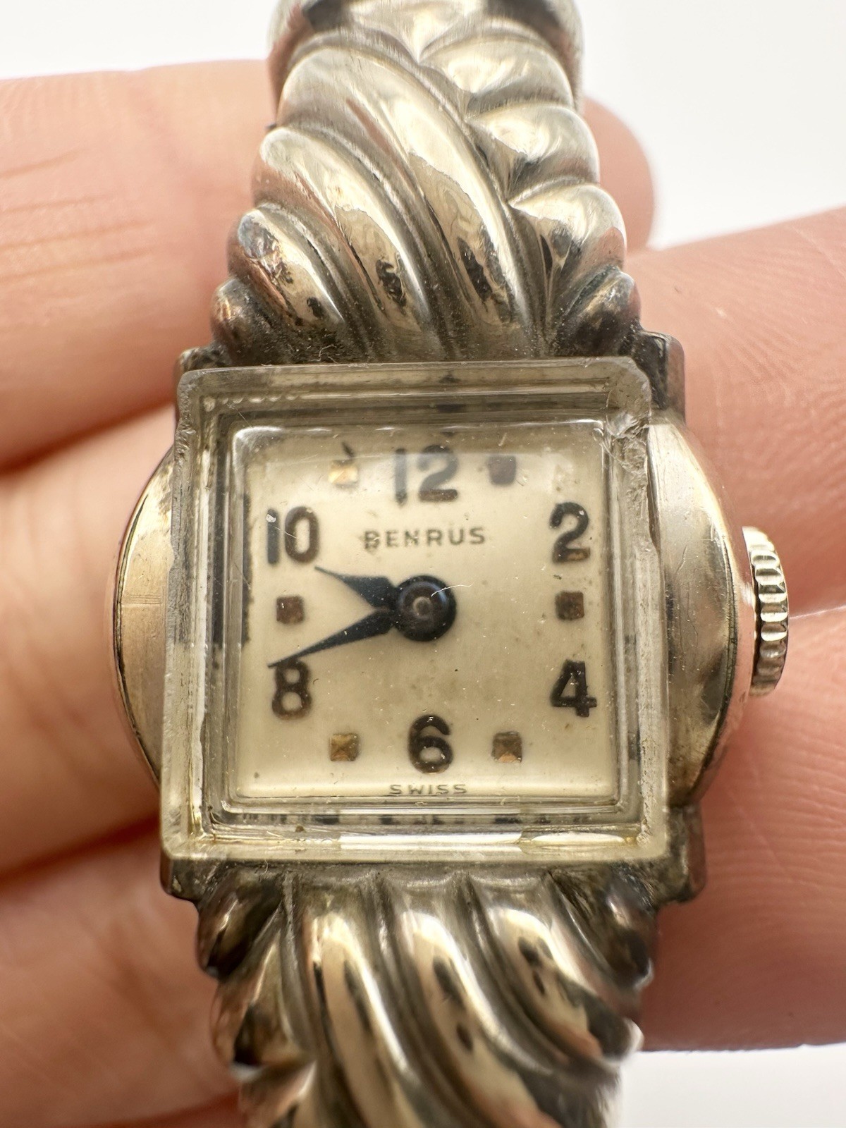 Vintage 10K Gold Filled Benrus cuff Bracelet wristwatch 6” READ