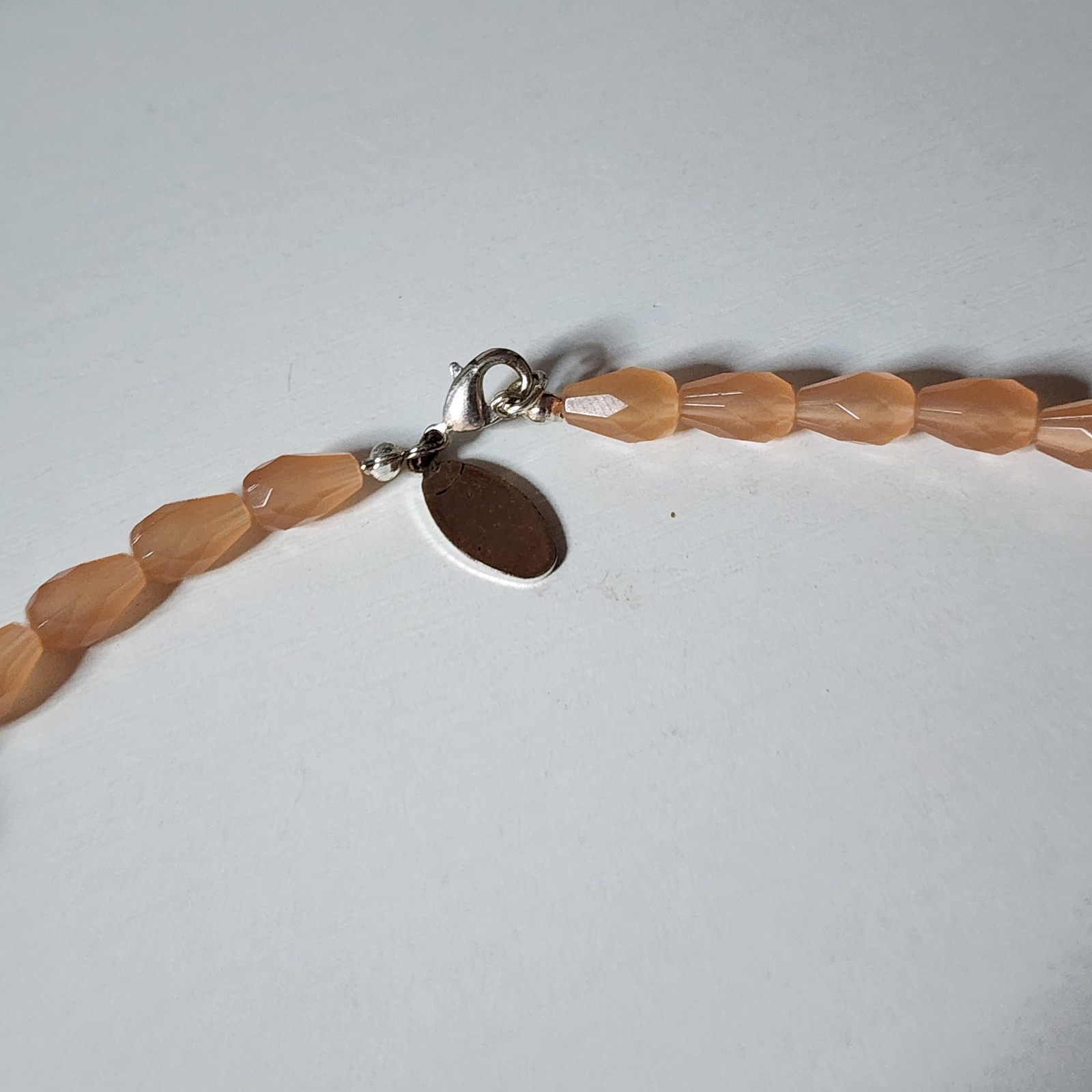 Signed mark. Orange Faux Crystals Necklace Estate Statement Beads