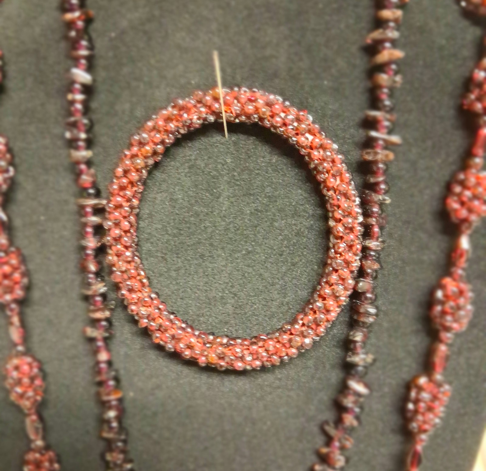 Vintage Bohemian Garnet Necklace, Natural Garnet & Bohemian Garnet Bracelet Lot