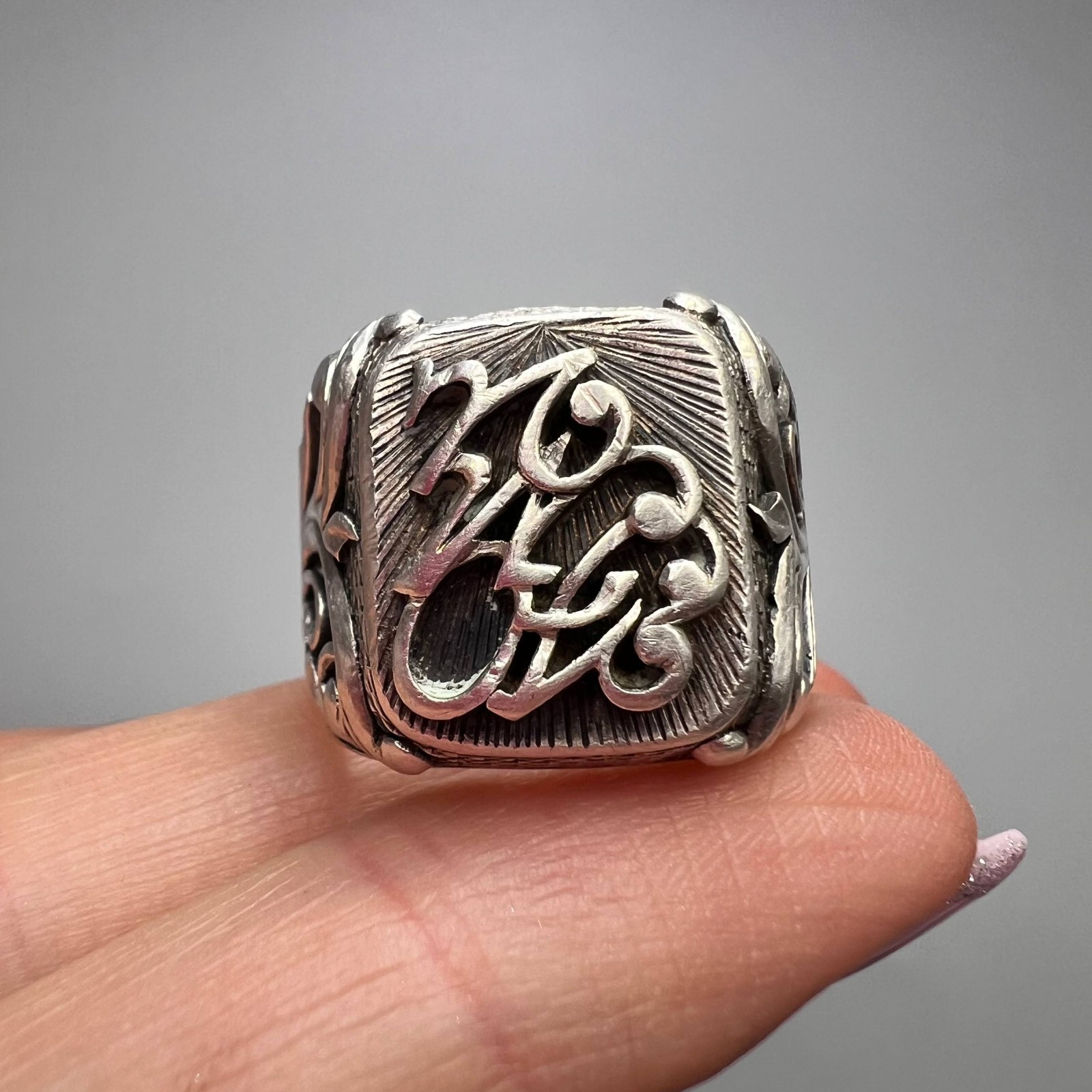 Vintage Massive Men’s Jewelry Ring 925 Sterling Silver Ornate Monogram Size 10.5