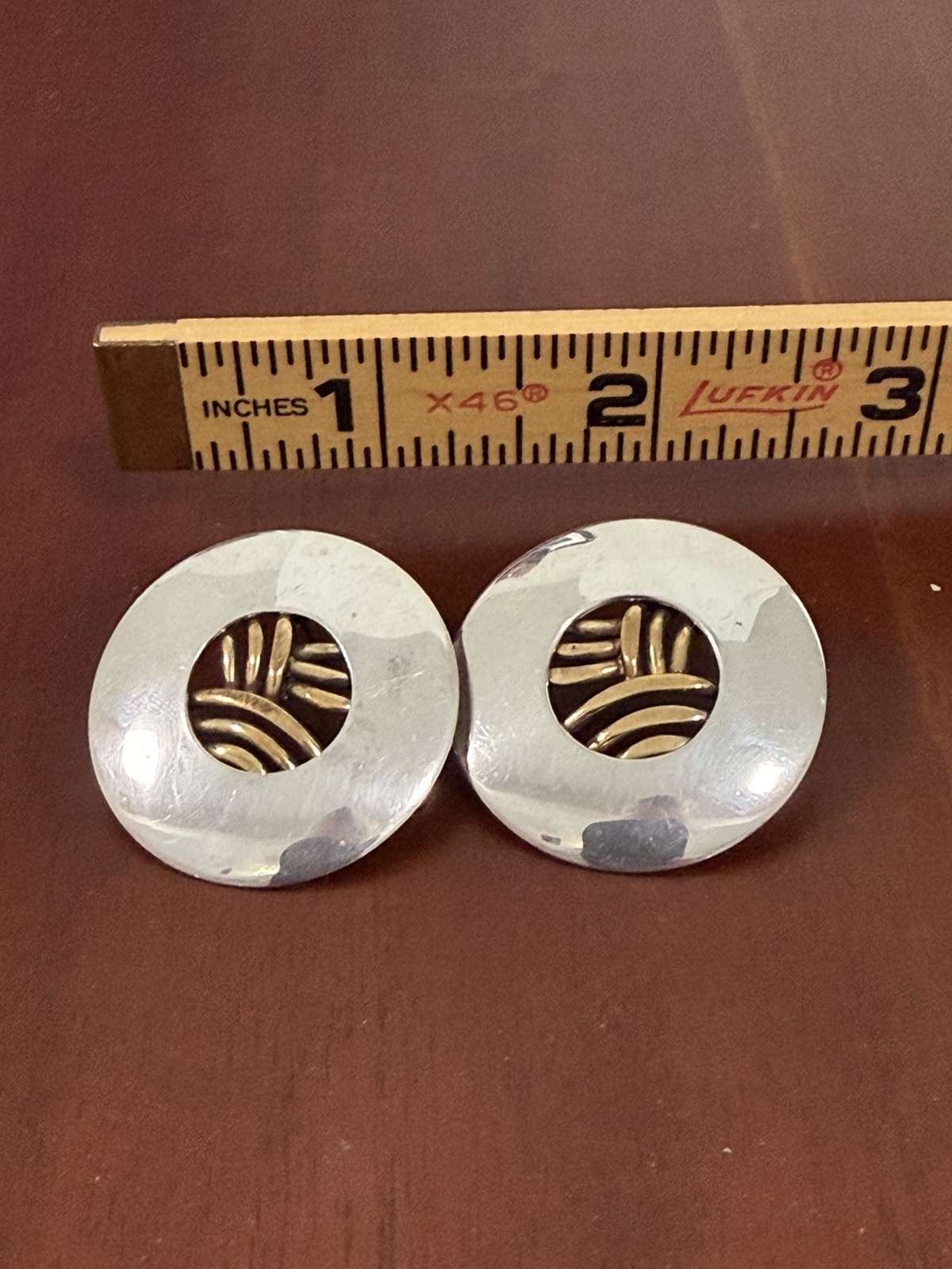 Earrings By Modernist Artisan BRUCE TESCHNER Sterling Silver Mixed Metals