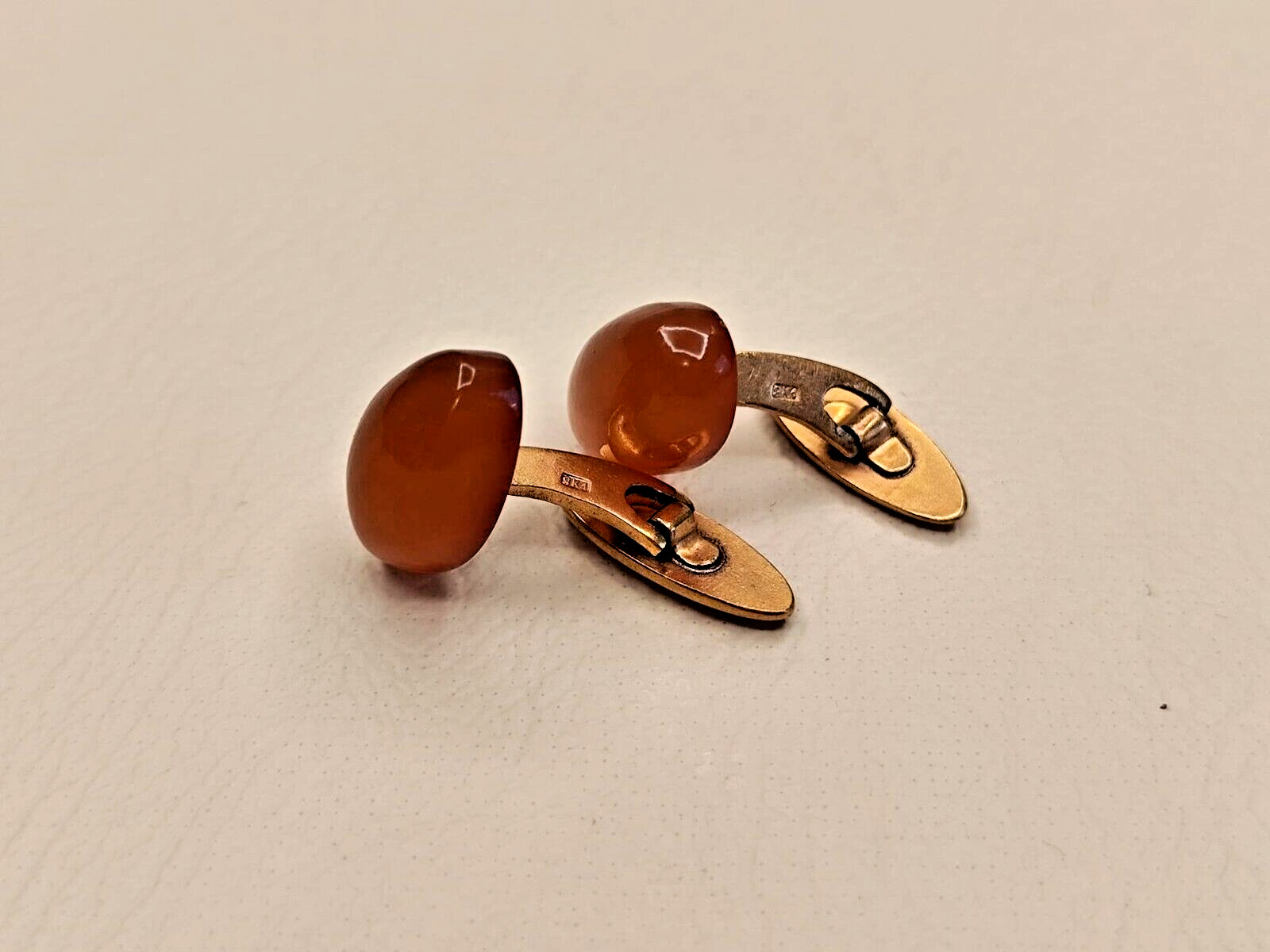 Gold plated cufflinks with amber USSR
