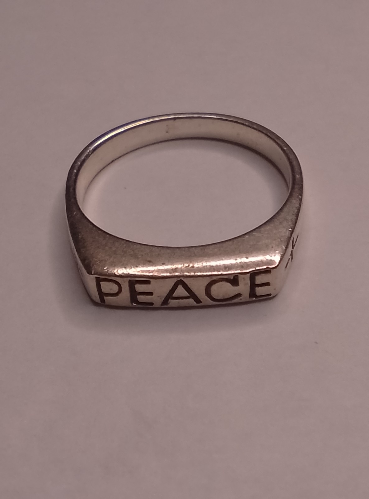Vintage 925 Sterling Silver Peace Ring Cross Signet Band Sz 7.75 Boho Religious