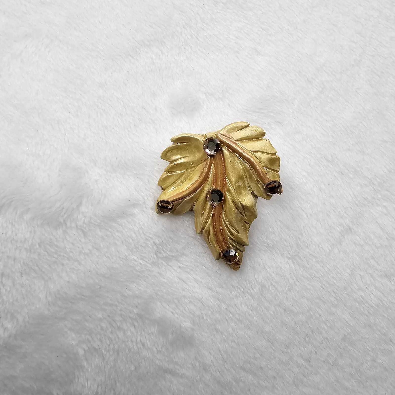 VTG Jeff Lieb Clip Earrings Gold Leaf Rhinestone One Of A Kind Custom Handmade