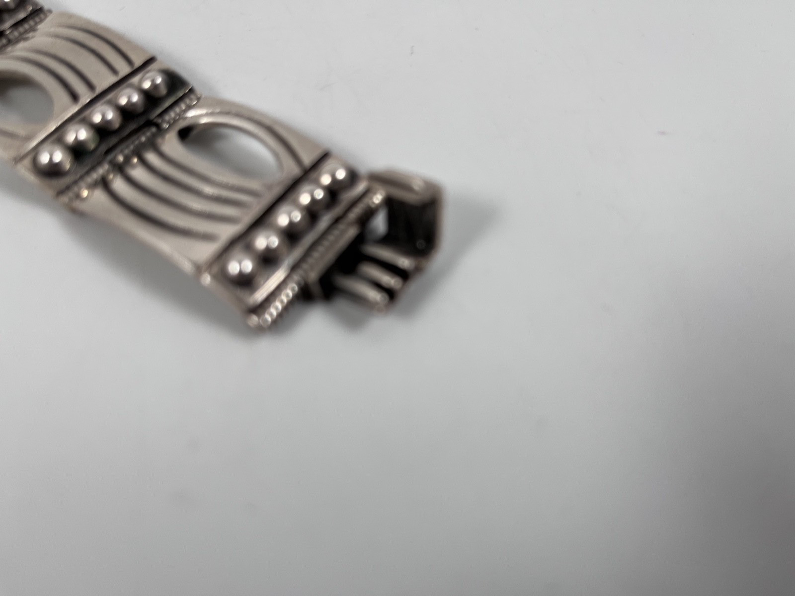 STERLING SILVER MODERNIST VINTAGE MEXICAN PANEL BRACELET 7.5 in