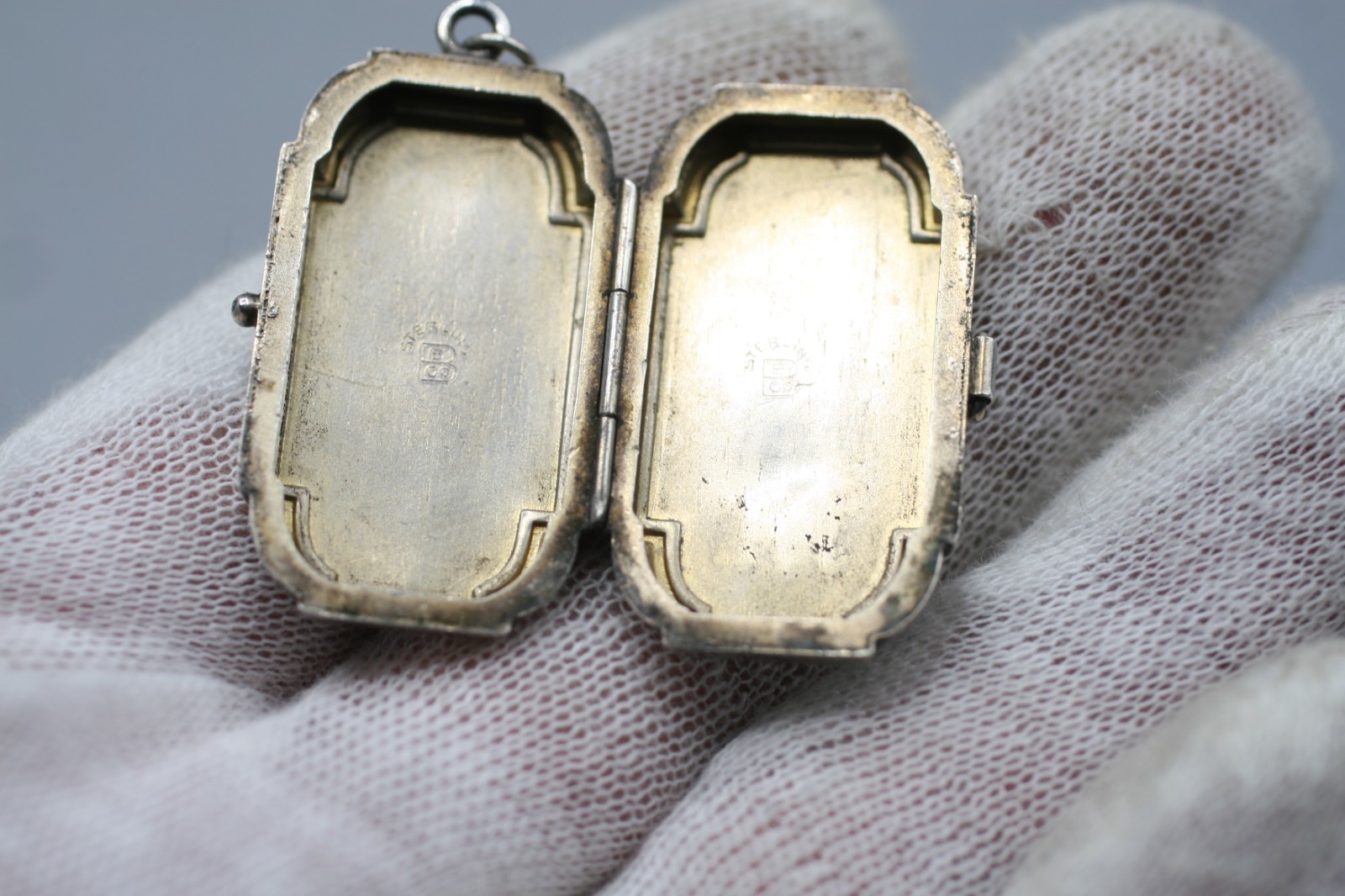 ORIGINAL Antique Deco STERLING SILVER 925 Pendant Vintage Lozenge Locket R10