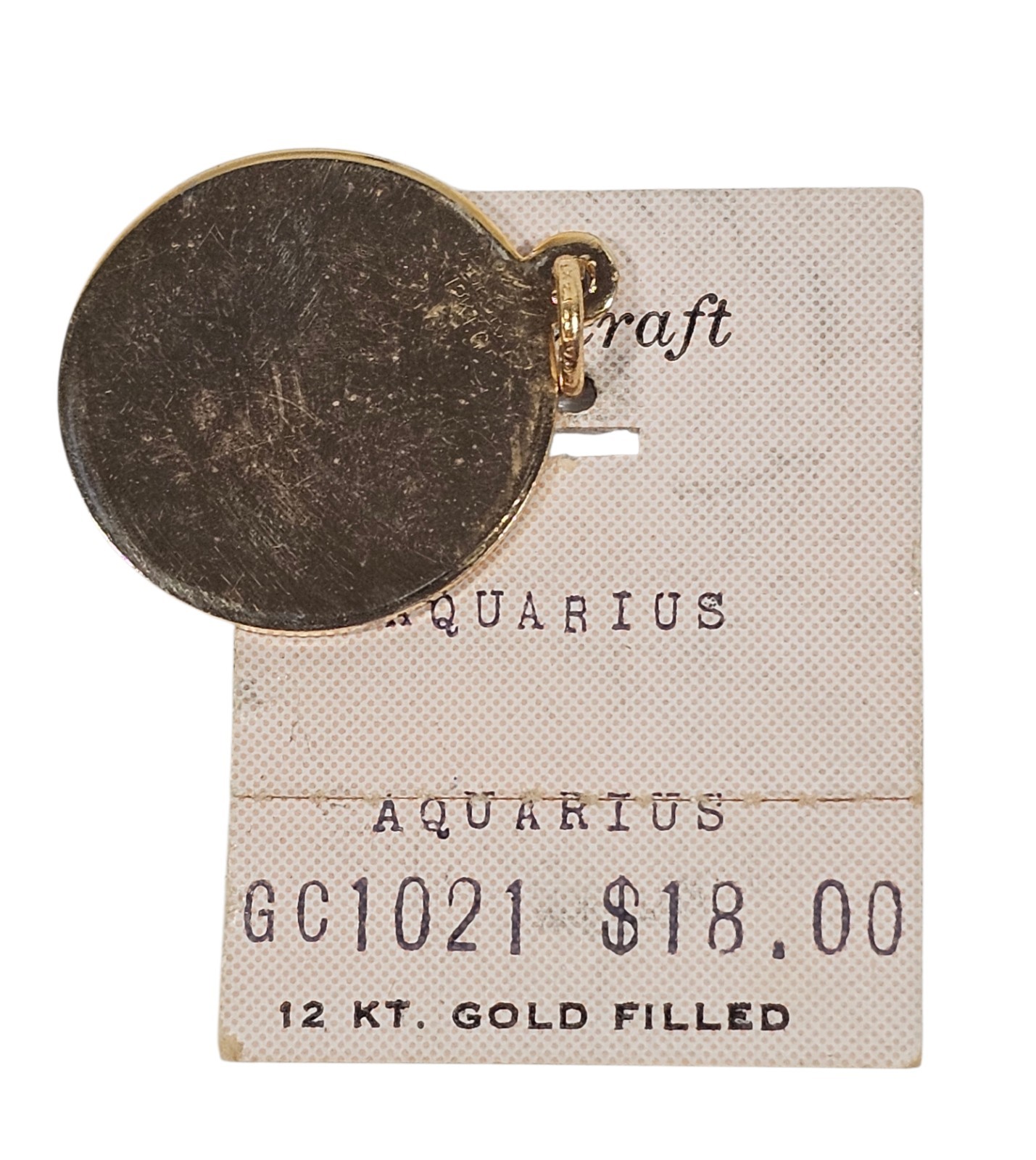 VTG Danecraft 12kt Gold filled Aquarius Zodiac Charm Pendant on Card