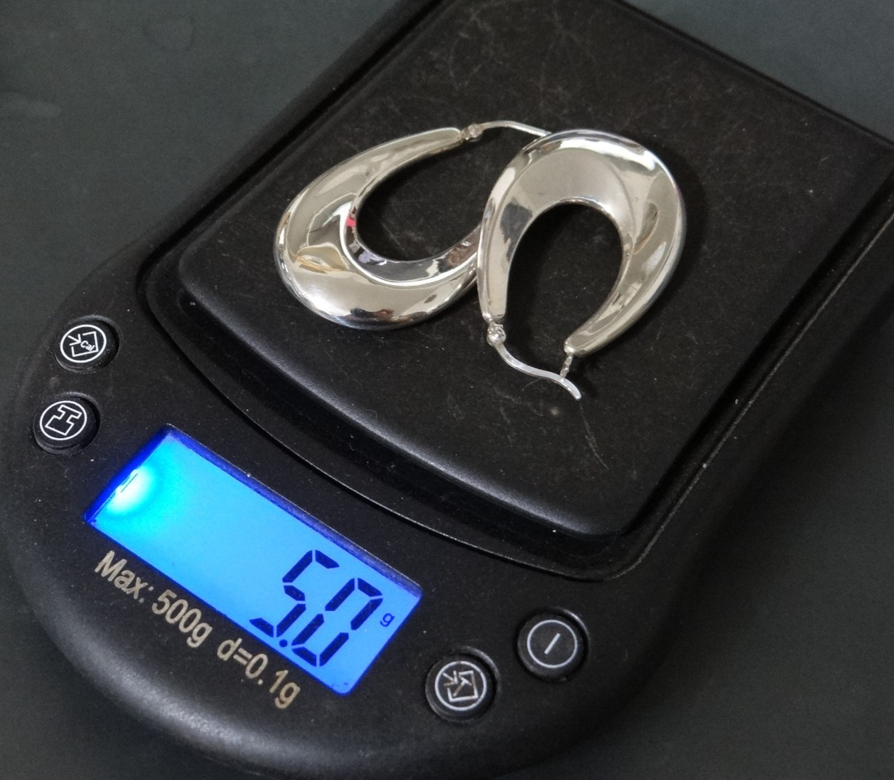 vintage 925 Sterling Silver U shape Hoop Earrings puffy style 1″ wide 5g