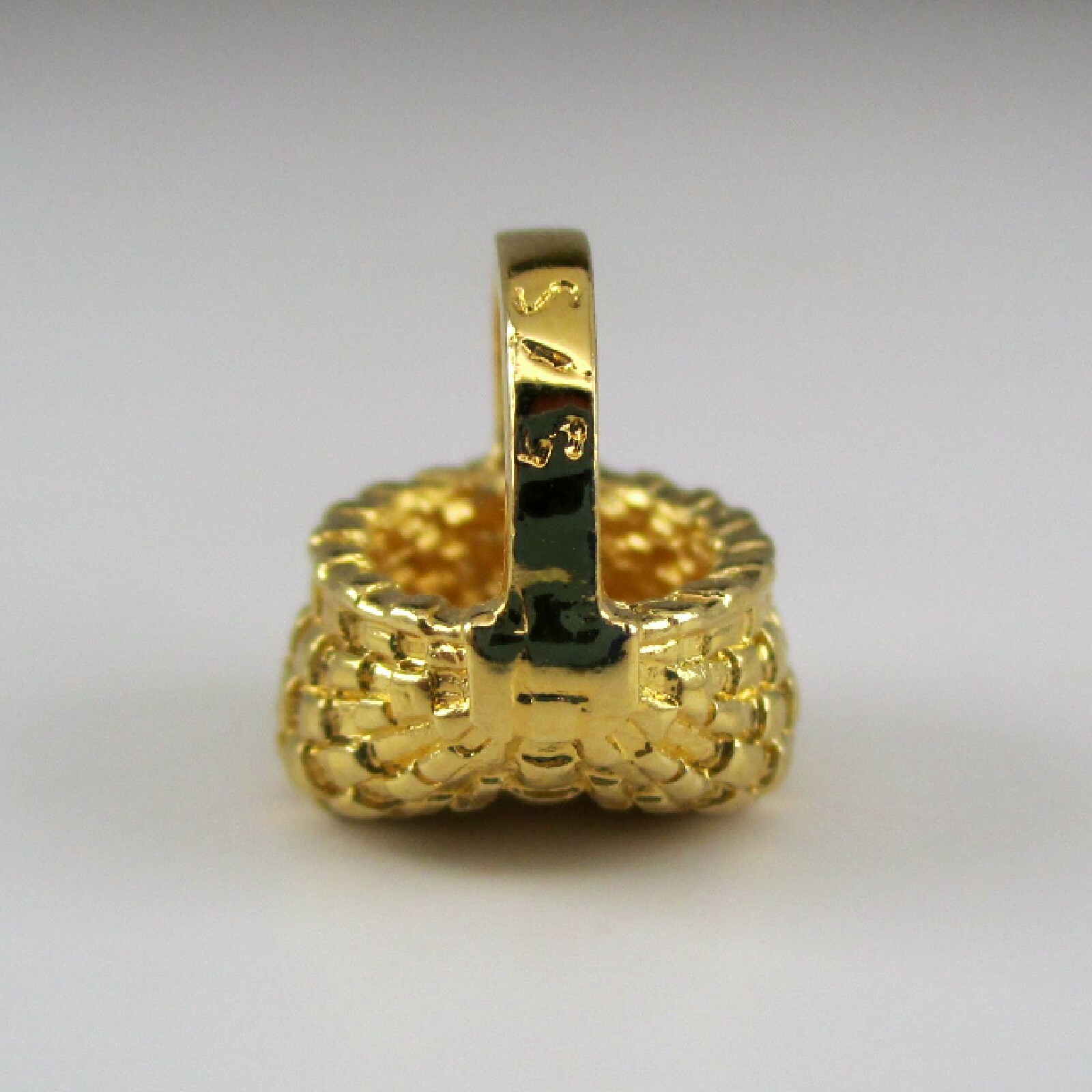 Gold Vermeil EGG BASKET Charm for Bracelet BROWN COUNTY Sterling Silver NEW Old