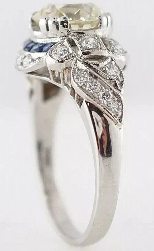 3Ct Art Deco Style Lab Created Diamond Engagement wedding 14K White Gold FN Ring