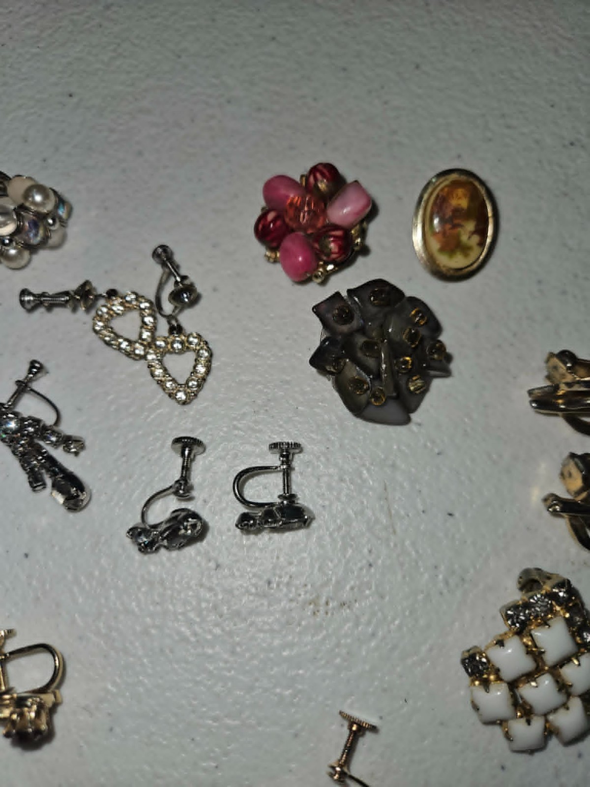 Vintage Antique Estate Earring Lot Japan Hong Kong Pearls Rhinestones