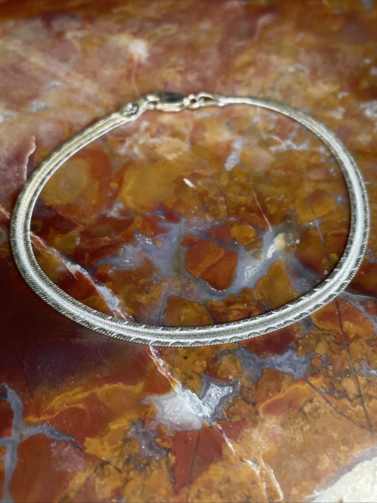 Vintage Italy Sterling Silver Textured Bracelet 7.25”