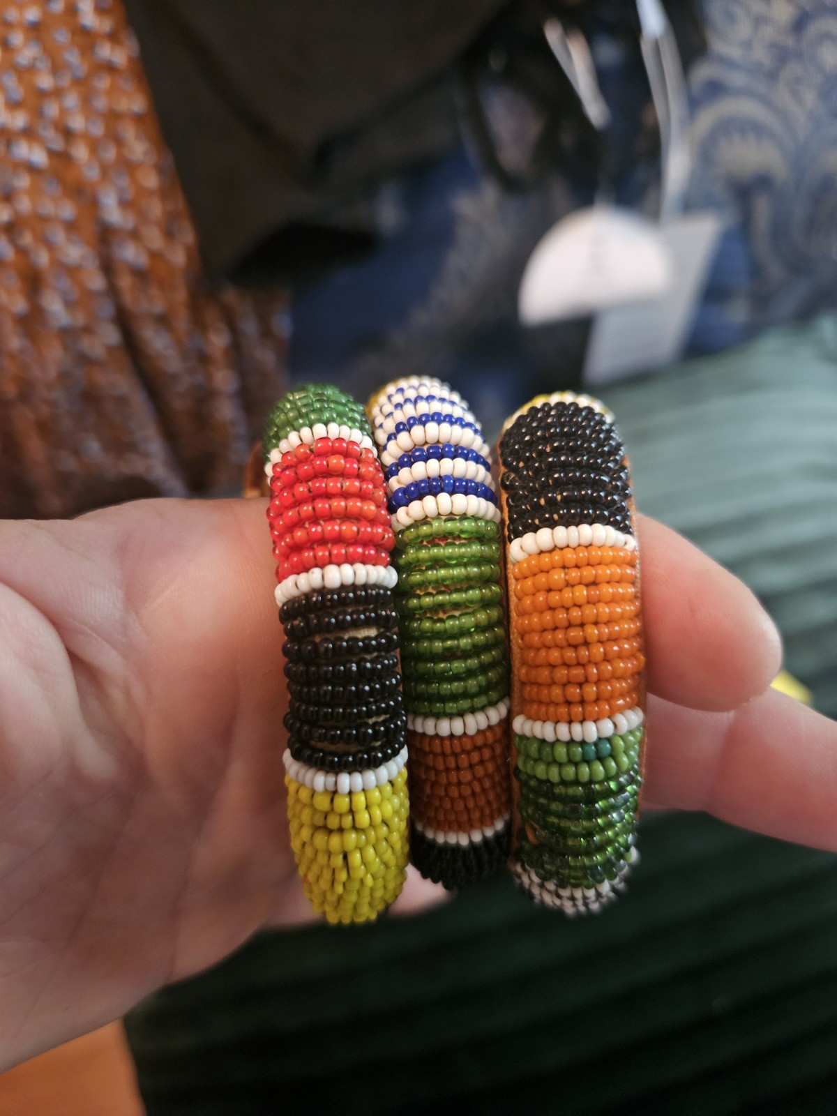 Vintage * Handcrafted Beaded & Leather African Bracelets or Hair Wrap * 5cm